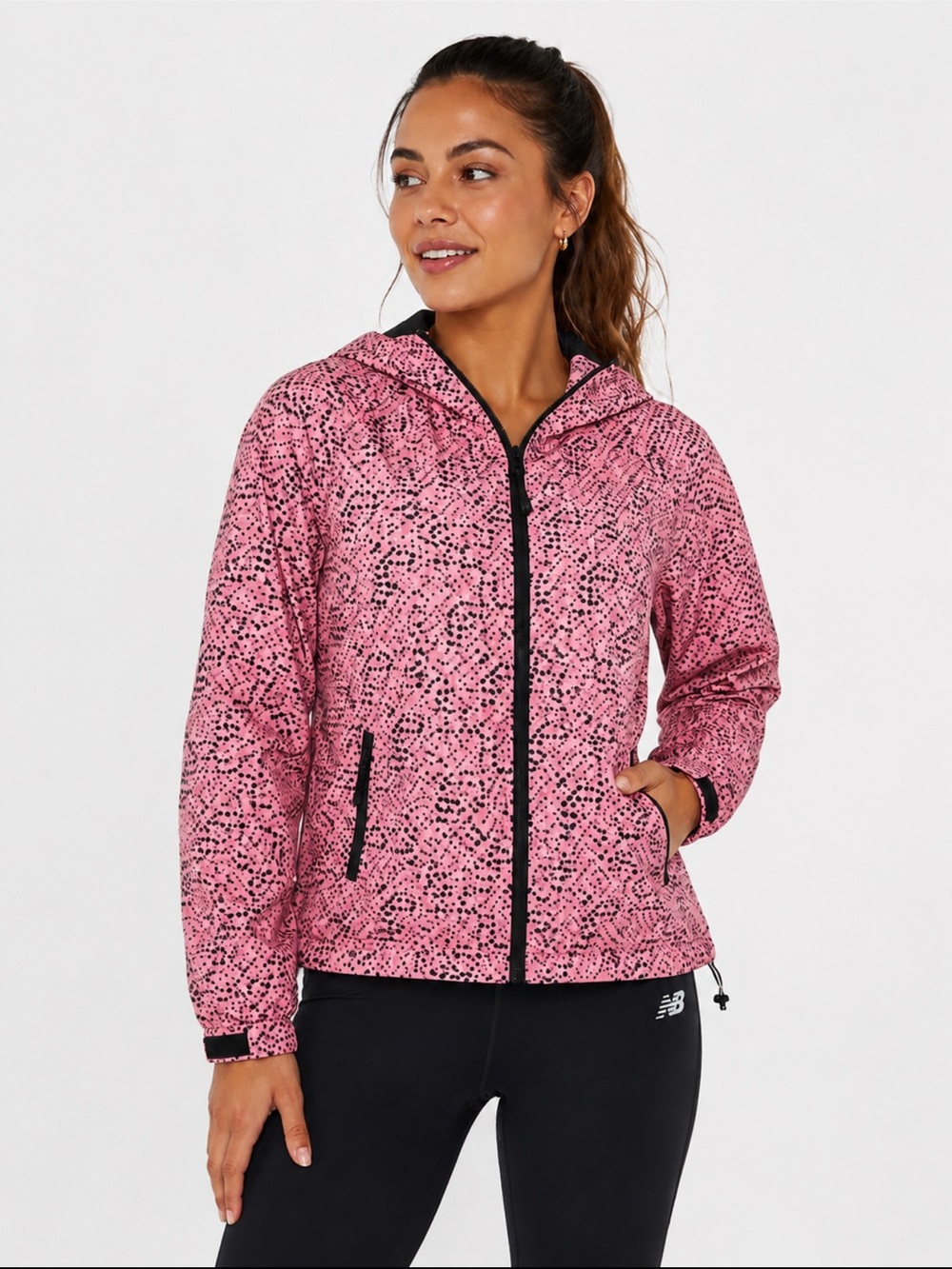 New Balance Women’s Pink Printed Hooded Windbreaker Jacket ombré - Size L